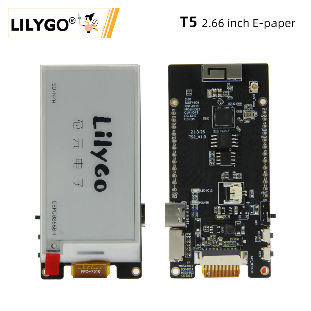 LILYGO® TTGO T5 2.66-Inch E-Pa - Home Automation Arduino บทวิจารณ์และราคา